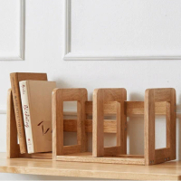 Extendable Solid Wood Bookshelf Student Desktop Organizer Office Book Stand Study Room Clip Expandable Shelving Unit