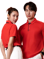 เสื้อคอปกฐานเชิ้ตตัดต่อสาป (012288) สีแดง