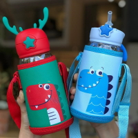 兒童水杯吸管杯學飲杯小學生防漏背帶喝水杯子可愛水飲水杯嬰幼兒