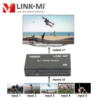 LINK-MI 4K 5x1 HDMI Switch Support 4K30Hz 3D CEC 36bit Ultra HD 5 to 1 Selector HDMI 5 in 1 out Video Audio Switch with Remote