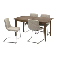 SKANSNÄS/LUSTEBO 餐桌附4張餐椅, 棕色 櫸木/viarp 米色/咖啡色, 150/205 公分