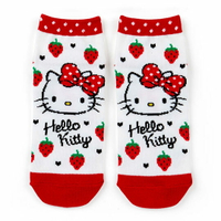 小禮堂 Hello Kitty 成人及踝襪《紅白.草莓》腳長23-25cm.短襪.棉襪