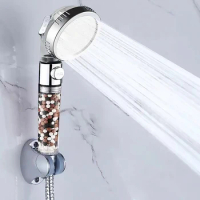 Adjustable 3 Modes Shower Head High Pressure Anion Filter Pressurized Showerhead Set Bathroom Water Saving SPA With Bracket Hose