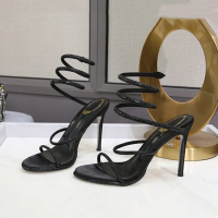 Fashion Summer Snake Twine Around Crystal Women Sandals Luxury Rhinestones Thin High Heels Gladiator