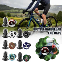 1pair Bicycle Handlebar End Plugs MTB Road BMX Folding Bike Handle Bar End Cap 3D Relief Personalized Totem Handlebar Cap