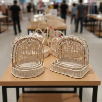 Keranjang ayunan parsel 1 set isi 3pcs keranjang rotan ayunan model bulat/kotak/keranjang rotan hant