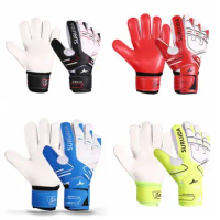 1 Pair Anti Slip Goalkeeper Gloves Thickened Latex Game Goalkeeper Gloves Adjustable Protective Fingers