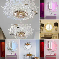 2019 Hottest Room Acrylic Decal Art DIY Mirror Light Decor 3D Wall Sticker Home Decoration European Style