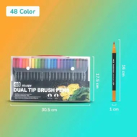 Kolorowy 24 36 48 Warna Brush Pen Spidol Double Head Drawing Pen Fine Art Watercolor Set Tinta Air A