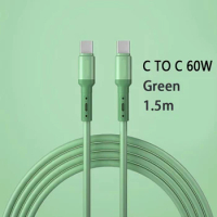 Fast Charging USB C To Type C Cable PD 60W USB C Liquid Soft Silicone Data Cord For Huawei Xiaomi 1.5m Mobile Phone USB C Wire