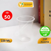 ISI 50 Gelas Plastik 220 ML Transparan Cup Bening Food Grade – Tebal & Aman untuk Minuman Dingin & P