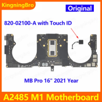 Tested With Touch ID 820-02100-A Motherboard for MacBook Pro 16" M1 A2485 Logic Board 2021 RAM 16GB 32GB SSD 512GB 1TB