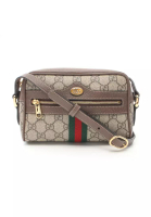 Gucci 二奢 Pre-loved Gucci Ophidia GG Marmont Shoulder bag PVC leather beige Dark brown