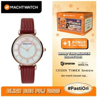 Jam Tangan Wanita Emporio Armani Fashion AR11322 Ladies Mother Of Pearl Dial Red Leather Strap Merah