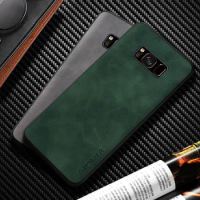 Leather Case For Samsung Galaxy S8 S9 Plus funda silky feel fingerprint proof durable phone cover coque
