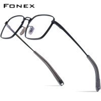 FONEX Titanium Eyeglasses Frame Men Square Retro Glasses Women Spectacles Eyewear MRX-8827