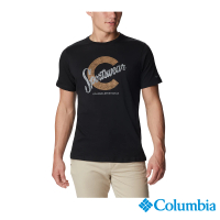 【Columbia 哥倫比亞 官方旗艦】男款- LOGO短袖上衣-黑色(UAE13630BK / 2022秋冬商品)