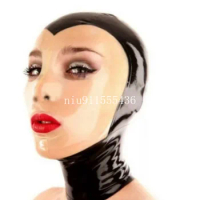 New Hot Sale Latex Hood with Open Big Eyes Back Zip Fetish Hood Mask Latex Mask Rubber Hood for Party Wear Cosplay Costumes