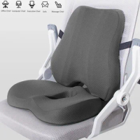 Memory Foam Seat Cushion Waist Back Support Pillow Set Orthopedic Ergonomic Coccyx Relief Hip Lumbar Pad for Office Chair Car