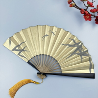 7.5寸紙扇子折扇雙面雙層金色古風男女夏季隨身便攜中國風折疊扇