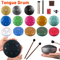 6 inch 8 Tune Drum Steel Tongue Drum Hand Pan Tank Drum Steel Tongue Drum for Children Beginner Musical Instruments Accessories