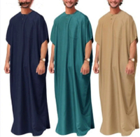 Muslim Asia tenggara jubah lelaki Thobe Jubba Arab lengan panjang Dubai Arab Kaftan Muslim pakaian lelaki baju malaysia