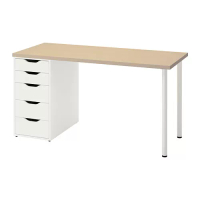 MÅLSKYTT/ALEX 書桌/工作桌, 樺木/白色, 140 x 60 公分