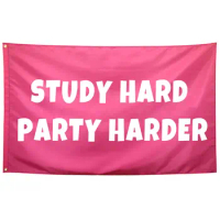 Flagnshow 100% Polyester Study Hard Party Harder Flag