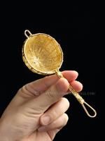 哲明 日式傳統手工編織黃銅茶漏 純銅編漏斗茶過濾網金網咖啡濾網
