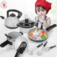 Big Size Kids Kitchen Set Classic Pretend Play Kitchen Simulation Utensils Toy Cooking Pots Saucepan House Game Children Gift