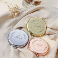 Personalized Compact Mirror ,Makeup Collapsible Compact Mirror,Bridesmaids Gifts Personalized Wedding Pocket Mirrors With Name B