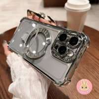 เคสใสกันกระแทกชุบขาตั้งแม่เหล็ก ดีไซน์หรูหรา เข้ากันได้กับ Realme C75, 14 Pro Plus, Neo 7, V60, 9 Pr