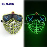 GZYUCHAO EL Watch Dogs EL Wire Mask Cosplay Neon Light Up Mask Glow In Dark Flashing Mask For Halloween Carnival Parties