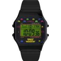 【TIMEX】天美時 x T80 x Space Invaders 伸縮錶帶電子錶 黑 TXTW2V39900