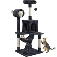 51" Cat Tree with Hammock and Scratching Post Tower, cat tree cat condo