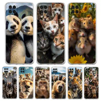Animal selfie art Phone Case For Samsung A13 A33 A73 A53 A23 A51 A71 A21S A12 A31 A41 A05s A03S A15 A25 A32 5G Clear Cover