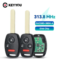 KEYYOU OUCG8D-380H-A 313.8Mhz Car Remote Key Fob For Honda Accord 2003 2004 2005 2006 2007 ID46 Chip Complete Remote Key