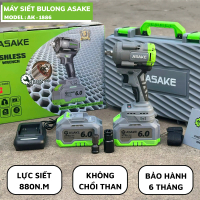 Máy Siết Bulong Asake AK 1886 Lực Siết 880N Đầu 1/2 Không Chổi Than Kèm 2 Pin 6 Ah Bảo Hành 6 Tháng