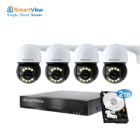iSmartView CCTV 4路PoE NVR 高清2K PoE PTZ 4鏡頭監控套裝Spot-light 網絡攝錄機IP66戶外防水IP Camera