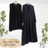 Hijabwanitacantik - Vana Dress dan Reyna Dress Crinkle | Gamis baju muslim M Reyna Black