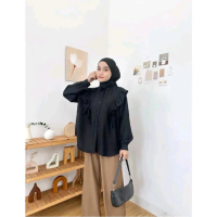 Inara Blouse Bahan Polo Linen Atasan Wanita Full Kancing Ruffle Busui OOTD Remaja Dewasa