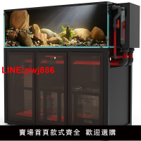 {台灣公司 可開發票}魚缸水族箱底濾客廳超白玻璃蘭壽溪流缸包背側溢流生態海缸水草缸