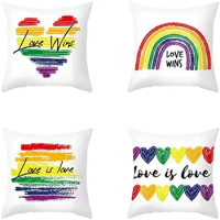 Colorful rainbow pillowcase love hug pillowcase sofa bed sofa blanket cushion cover decoration Short plush