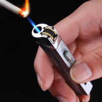 AOMAI Lighter Series Creative Lighter Grinding Wheel Semi-circle Bar Lockable Fire Blue Flame Gadget Cigarette Accessories