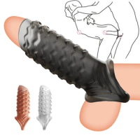 Extend Penis Sleeve Reusable Delayed Ejaculation Contraceptive Extension G Spot Dildo Sex Toy For Men No Vibrator For Women