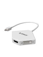 อะแดปเตอร์ตัวแปลง Mini DP to HDMI VGA DVI Video สีขาว