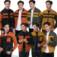 Jaket Comfy Pria /Kain Diamon Lembut Nyaman / Jacket Basebal Setrip Diamond Kain Sweater Slim Fit Co