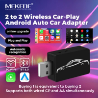 MEKEDE 2 TO 2 Wireless Carplay Adapter Android Auto Smart USB Dongle Plug and Play For Havel Kia Volvo Audi MG VW Hyundai Jeep