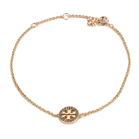 【TORY BURCH】MILLER 雙T LOGO內鑲亮鑽項鍊(紫晶鑽/金)