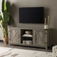Georgetown Modern Farmhouse Double Barn Door TV Stand for TVs up to 65 Inches, 58 Inch, Grey